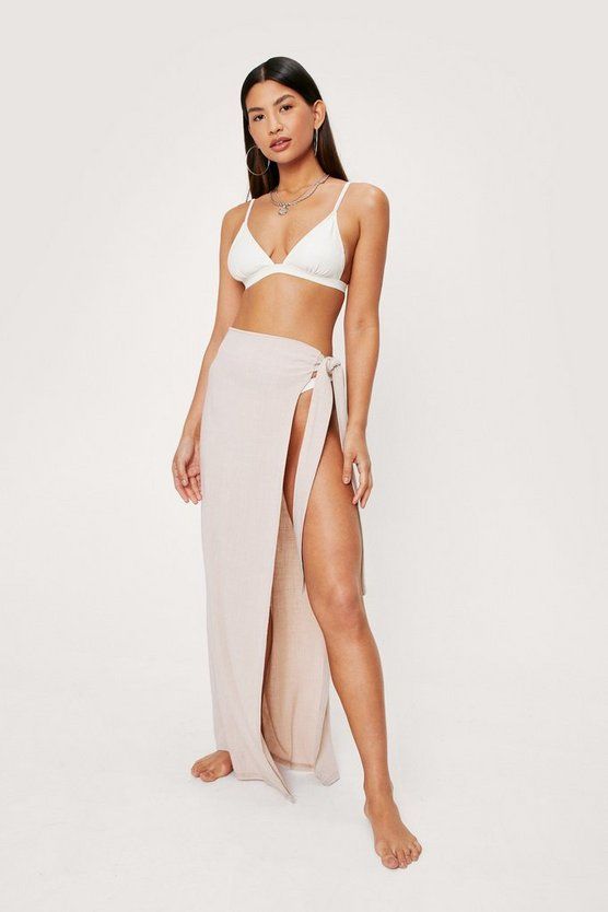 High Waisted Tie Side Maxi Cover Up Sarong | Nasty Gal (US)