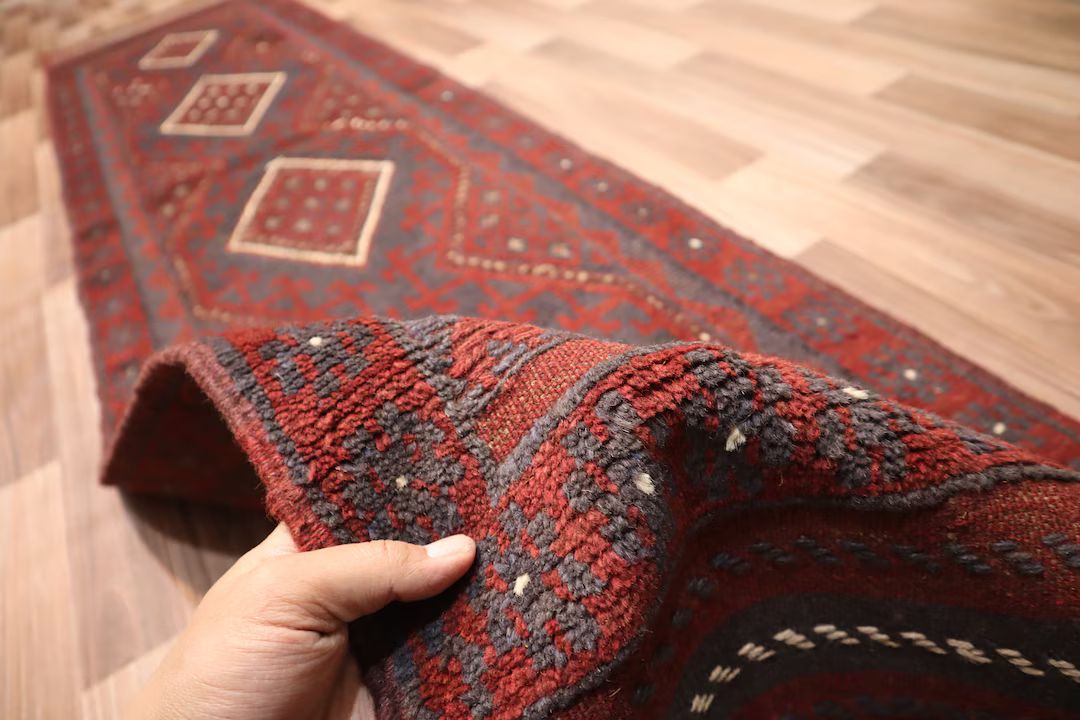 Vintage 2x8 ft Runner Rug- Afghan Handmade Mashwani Vintage Rug Oriental Rug- Antique Turkmen Tri... | Etsy (US)