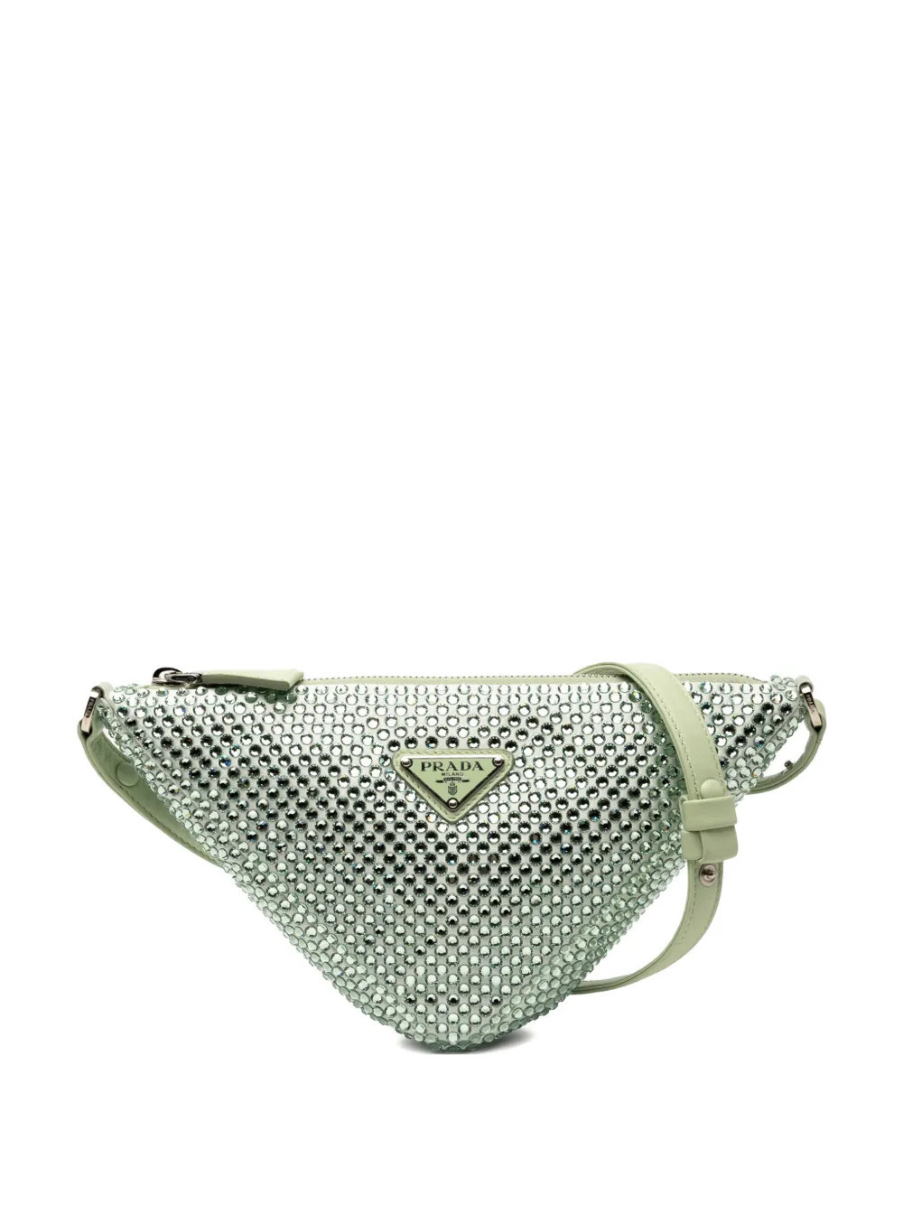 Prada Pre-Owned 2013-2025 Satin Crystal Embellished Triangle Pouch shoulder bag - Green | Farfetch Global