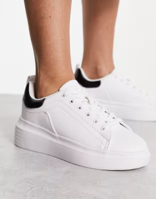 Truffle Collection chunky trainers in white with black back tab | ASOS (Global)