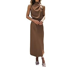 BTFBM Women's Sleeveless Cocktail Dresses Mock Neck Keyhole Elastic High Waist Wedding Guest Even... | Amazon (US)