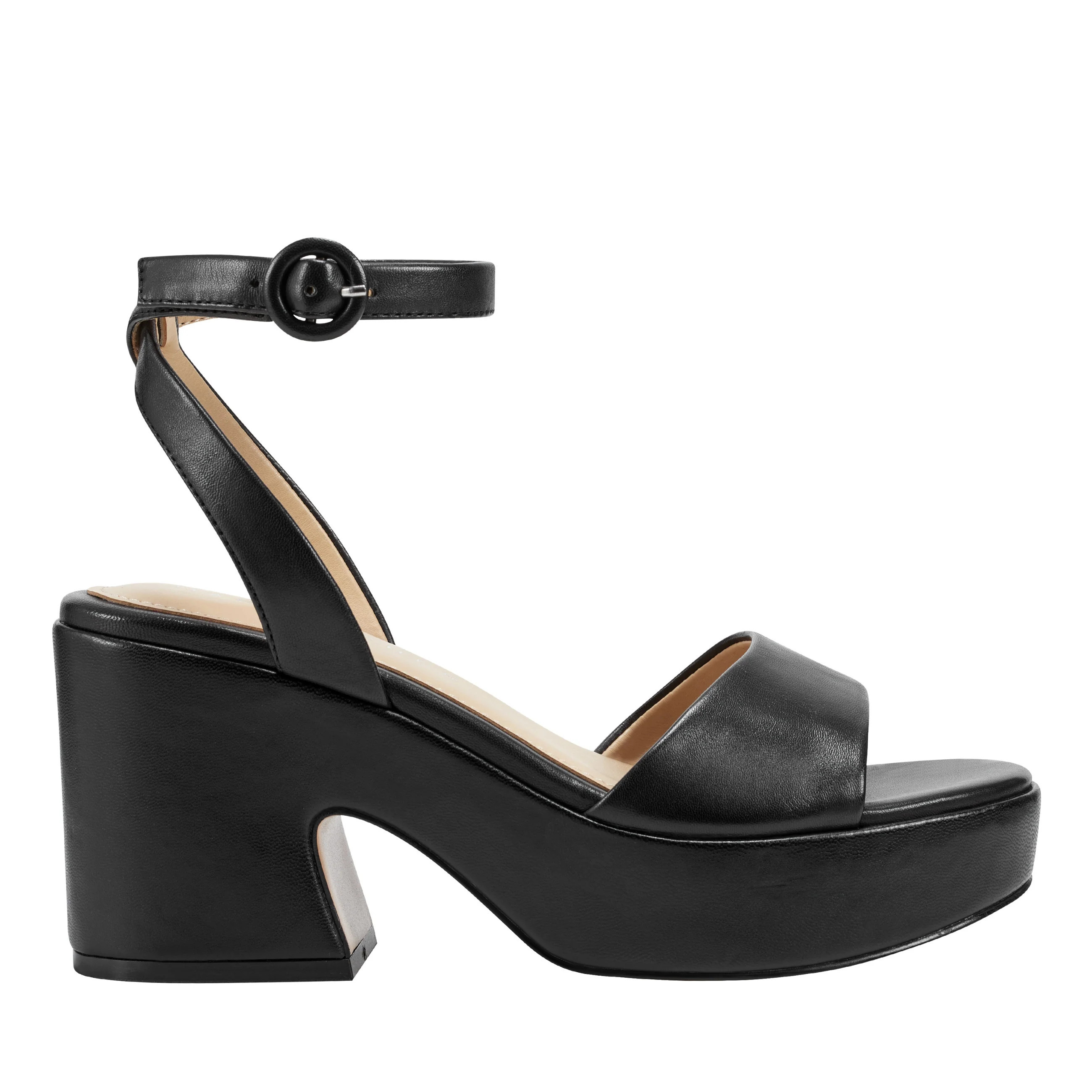 Razza Block Heel Platform Sandal 7 / M / Black Leather | Rockport (US)