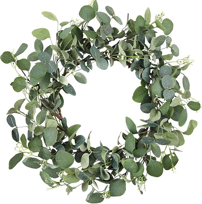 CEWOR Artificial Eucalyptus Wreath for Front Door Fall Wreath Large Green Leaf Wreath for Wall Wi... | Amazon (US)