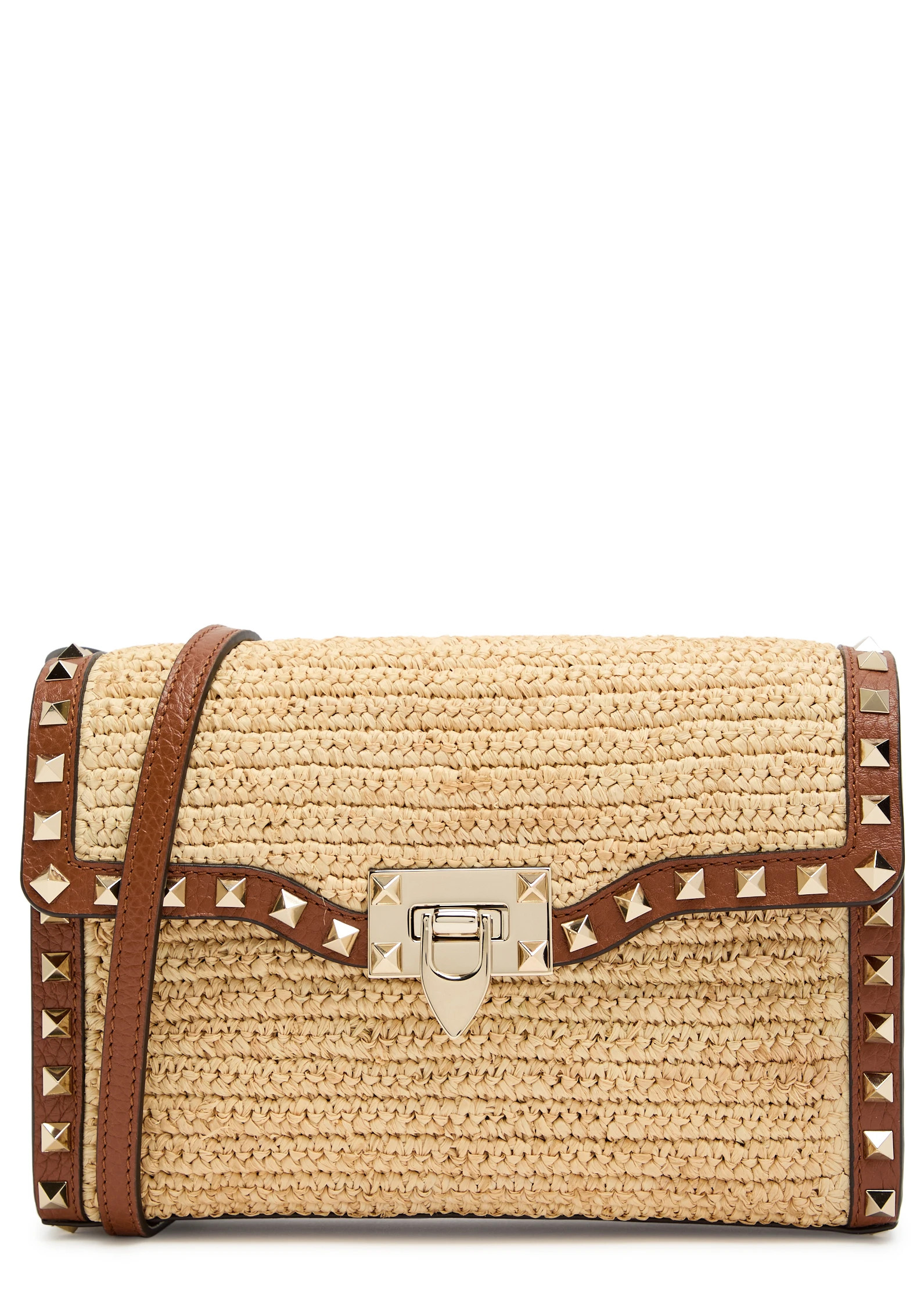 Rockstud small raffia shoulder bag | Harvey Nichols