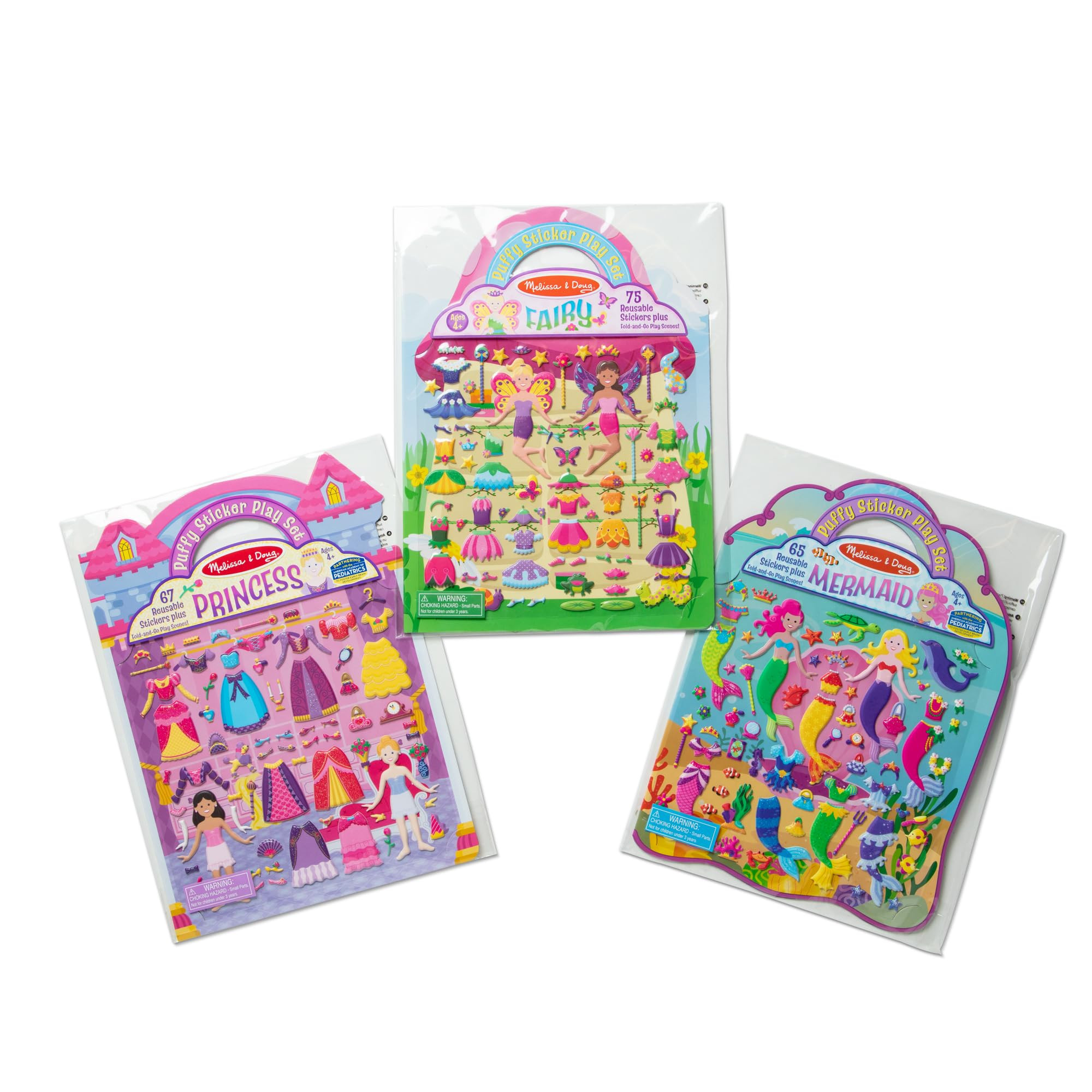 Melissa & Doug Puffy Sticker Activity Books Set: Princess, Mermaid, Fairy - 180+ Reusable Sticker... | Amazon (US)