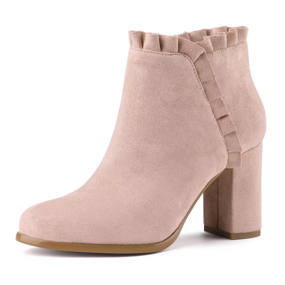 Allegra K Women's Party Ruffle Pointed Toe Block Heel Ankle Boots | Target