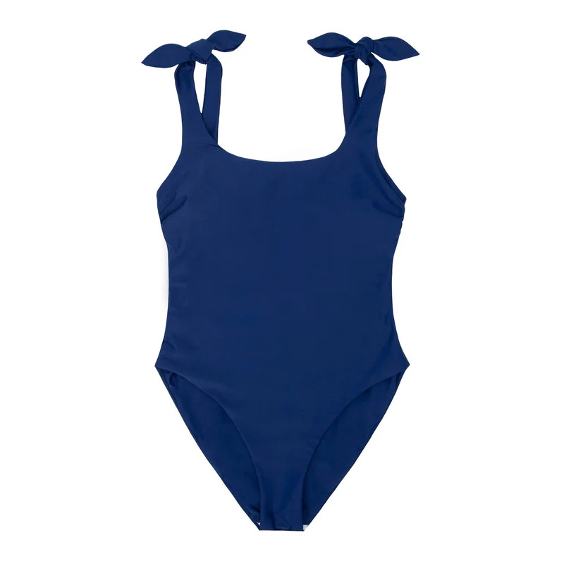 women's navy tie knot one piece | minnow
