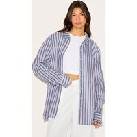 Blue Striped Oversized Shirt | PrettyLittleThing US