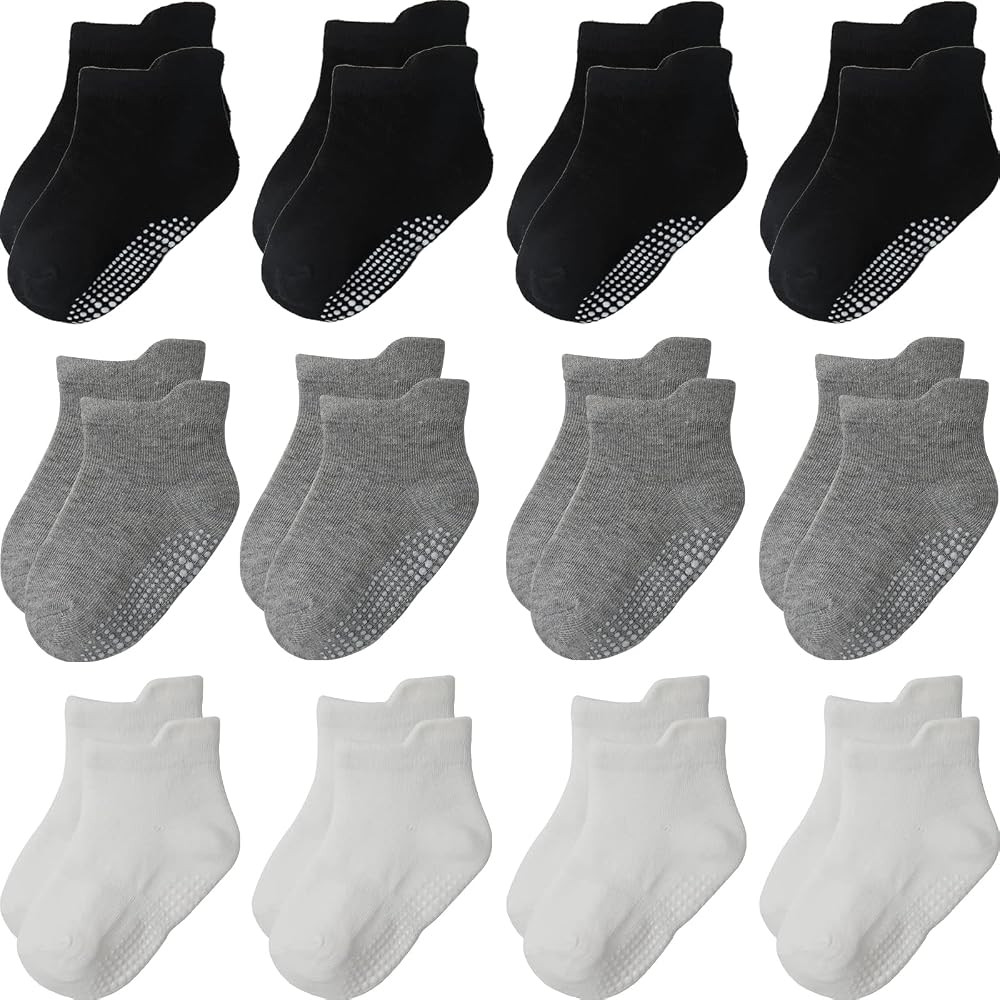 Non Slip Grip Ankle Baby Socks 12 Pack for Toddler Boys and Girls Kids,Infant Cute Cotton Baby So... | Amazon (US)