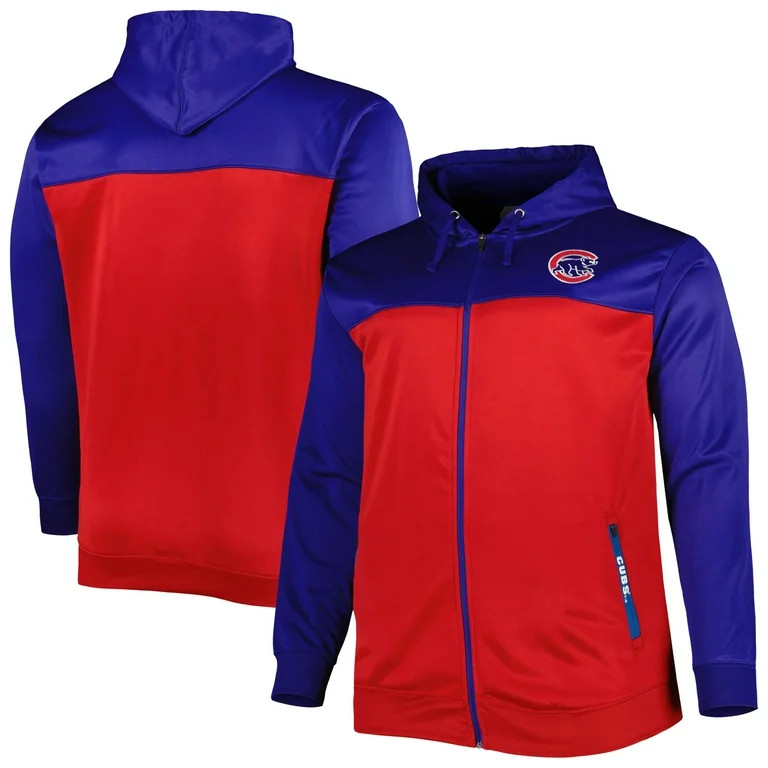 Men's Royal/Red Chicago Cubs Big & Tall Yoke Full-Zip Hoodie - Walmart.com | Walmart (US)