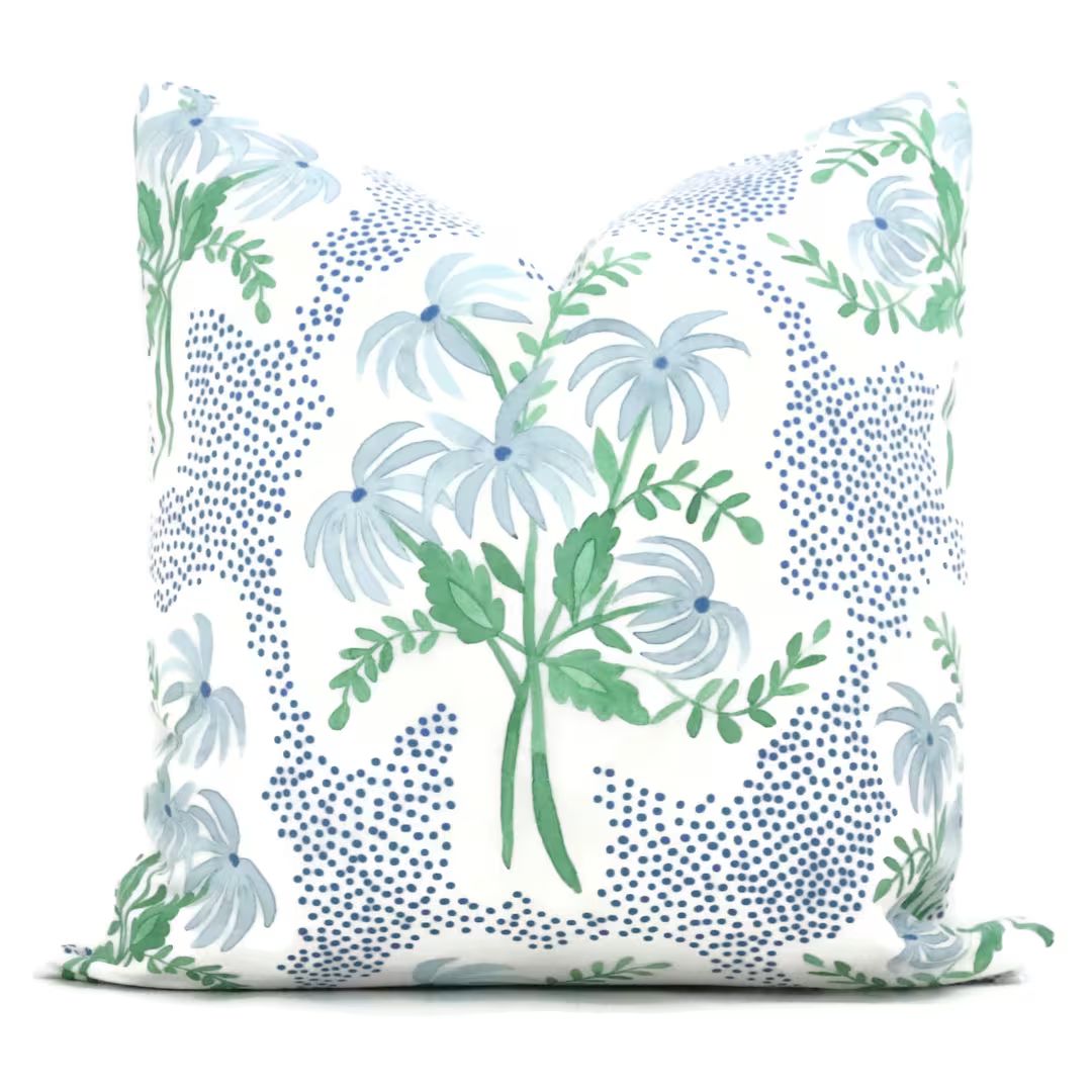 Light Blue Pearl's Bouquet Decorative Pillow Cover, Throw Pillow, Accent Pillow, Pillow Sham blue... | Etsy (US)