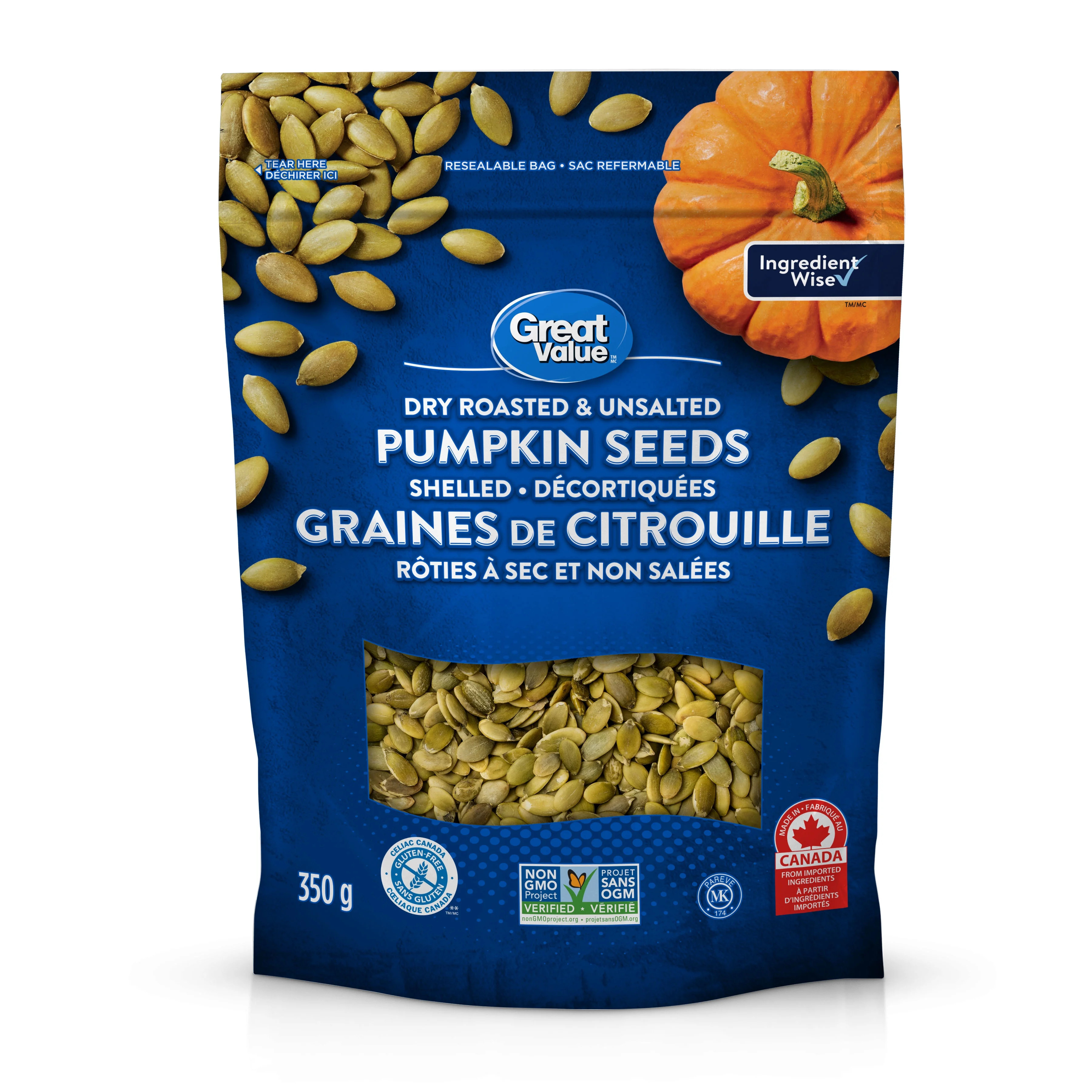 Great Value Dry Roasted & Unsalted Pumpkin Seeds | Walmart (CA)