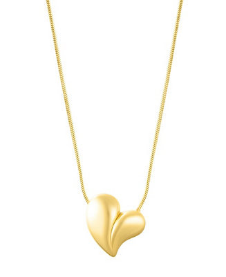 ADORNIA Gold Tarnish Resistant Adjustable Oversized Puffy Heart Necklace - Macy's | Macy's