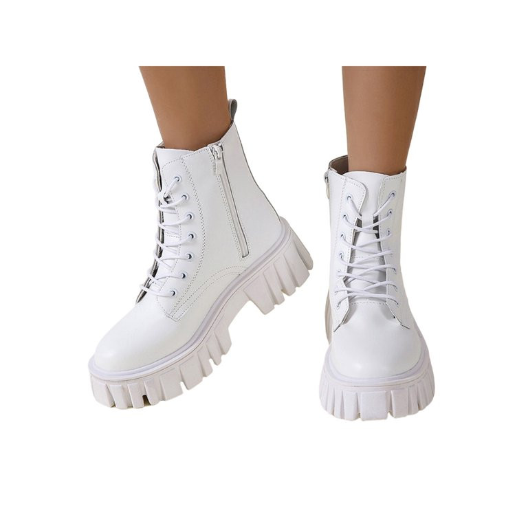 Difumos Womens Casual Boots Platform Lace Up&Zipper Combat Bootie US 4-9 | Walmart (US)