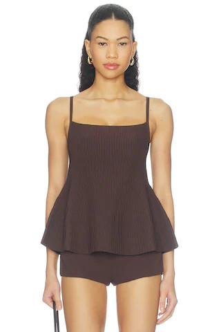 Peplum Instasculpt Rib Tank in Truffle | Revolve Clothing (Global)