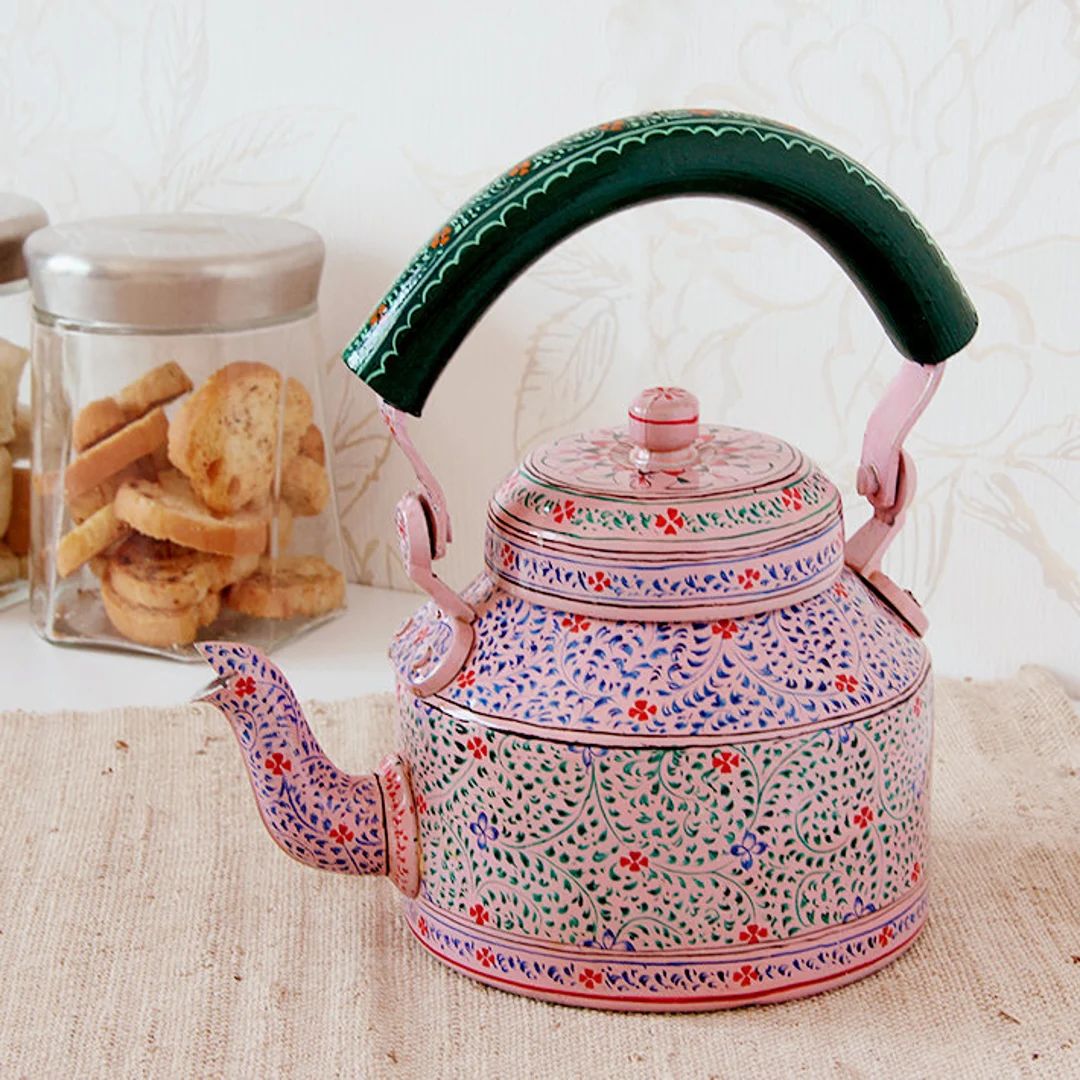 Hand Painted Tea Kettle : Pink City, Festive Gift, Gift for Her, Spring Tea Pot, Induction Tea Ke... | Etsy (US)
