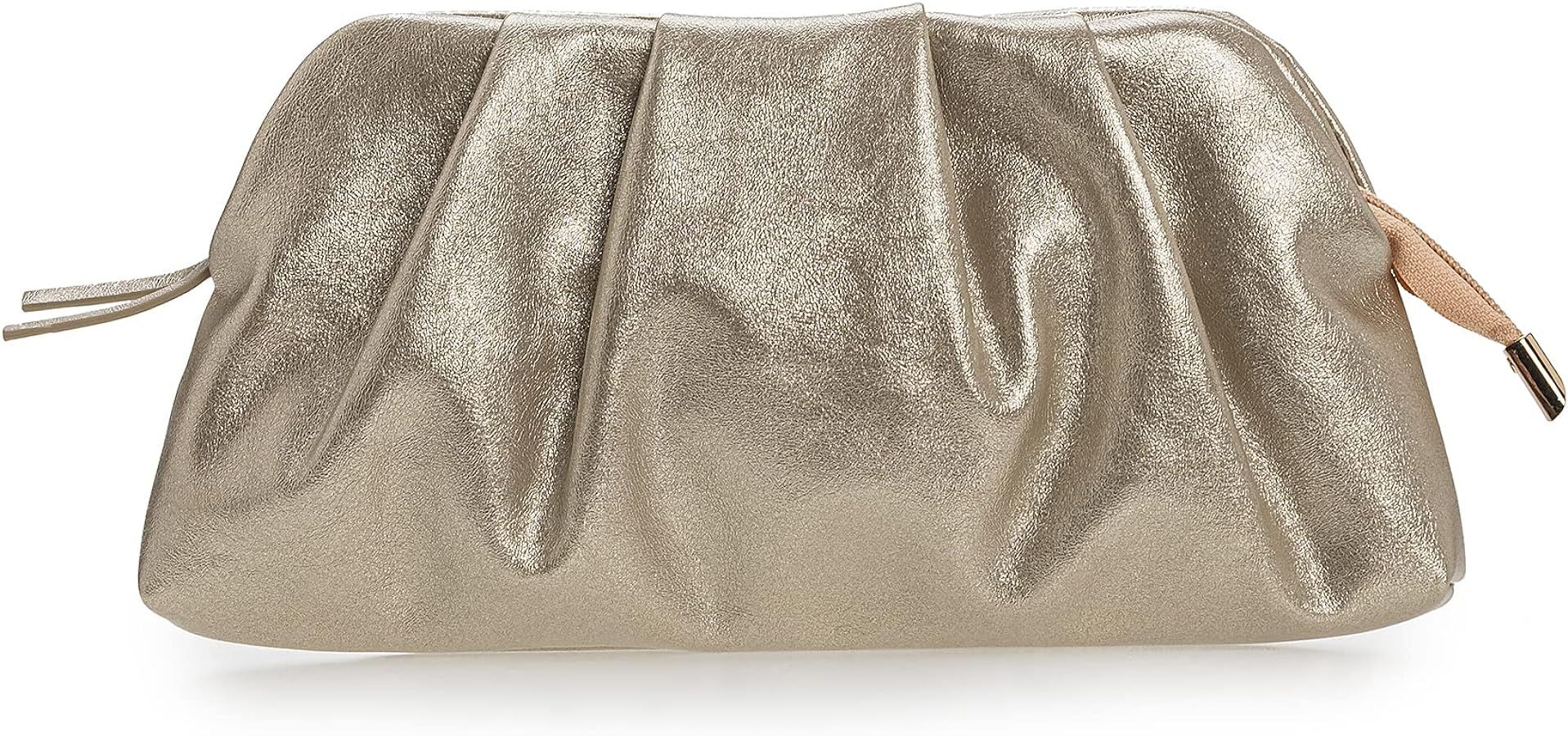 CHARMING TAILOR Chic Soft Vegan Leather Clutch Bag Dressy Pleated PU Evening Purse for Women | Amazon (US)