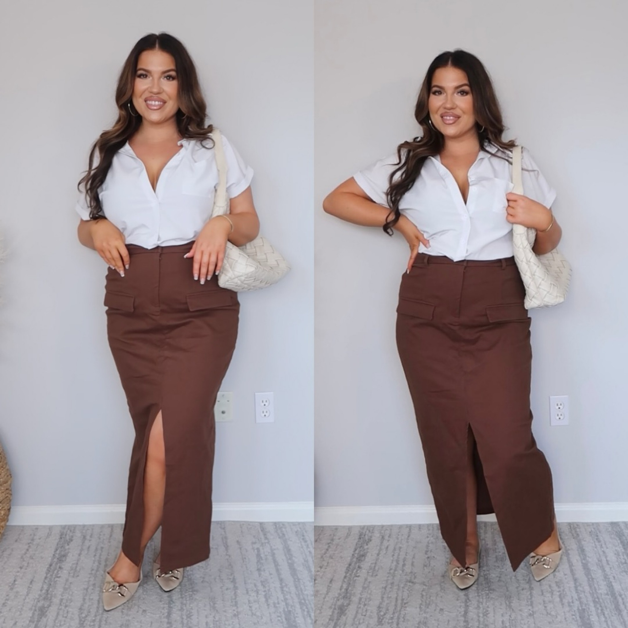 Summer Work Outfit Inspo! Wearing a L in both the top and skirt (stretchy); also linked accessories and undergarments! 🤎

#LTKWorkwear #LTKMidsize #LTKFindsUnder50