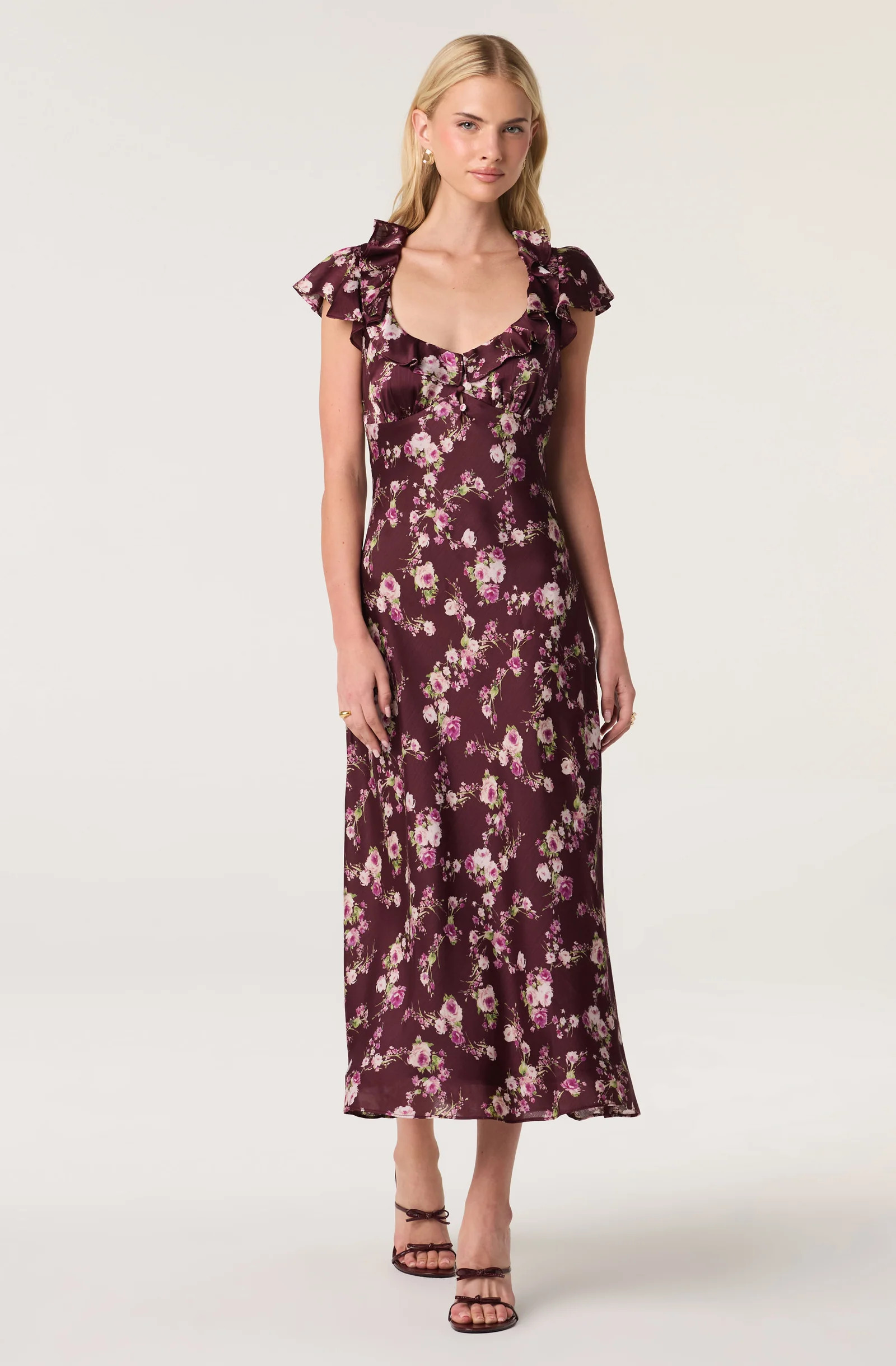 Nico Cap Sleeve Satin Midi Dress | ASTR The Label (US)