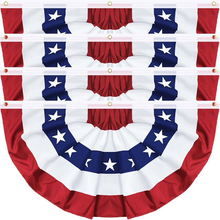 4 Pack Large Size 3 X 6 FT American Bunting Flag, 4th of July Decorations USA Pleated Fan Flag Pa... | Amazon (US)