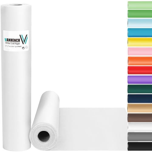 Vanhench White Wrapping Paper 17.5"x1200"(100'), White Easel Painting Drawing Paper Roll Kids Art Supplies, Chart Poster Bulletin Board, Floor Covering Arts Crafts Gift Wrap 80GSM 55LB | Amazon (US)