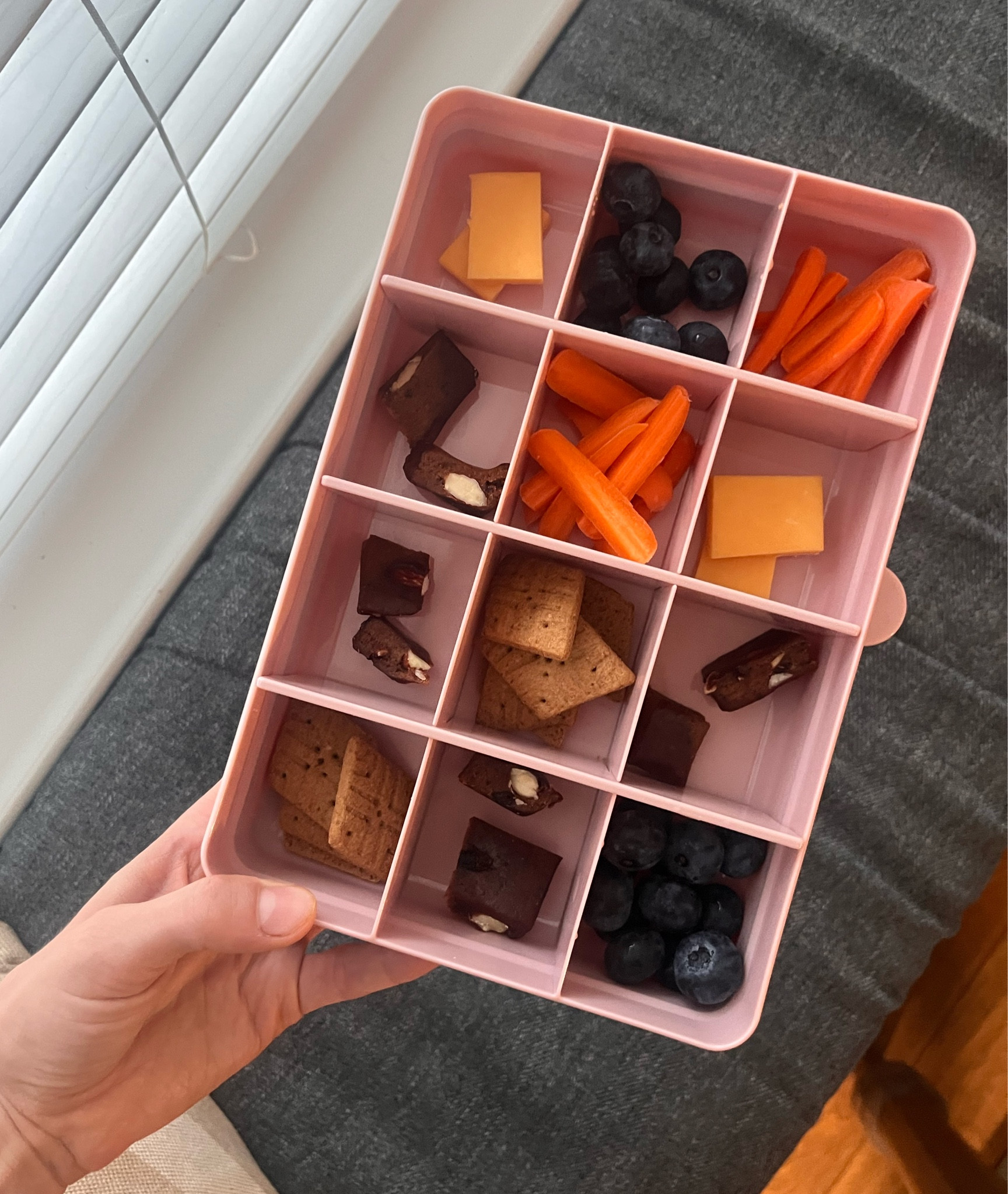 Snack box action today for my 5 year old.

✅ rx bar 
✅ carrots 
✅ blueberries 
✅ cheddar cheese 
✅ simple mills graham crackers 

#LTKFamily #LTKKids #LTKBaby