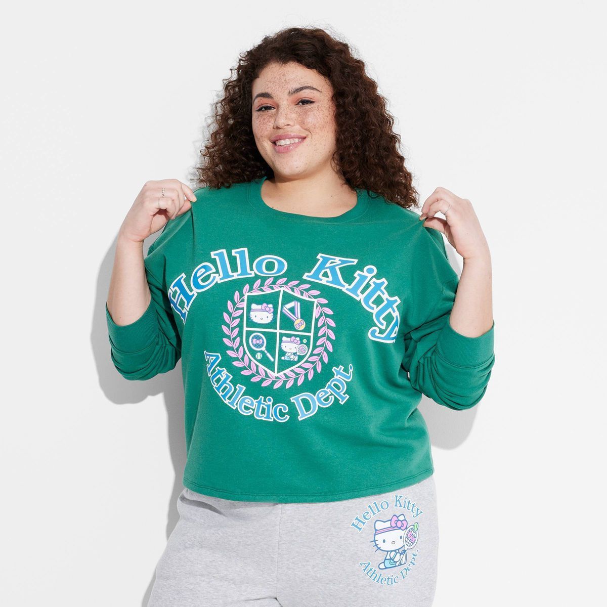 Women's Hello Kitty Athletic Dept. Graphic Sweatshirt - Green | Target