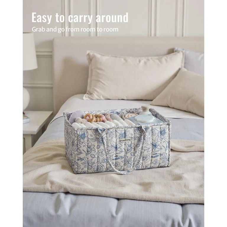 GrowAlong Floral Diaper Caddy Organizer, Cotton Baby Basket, Gift for Baby Shower, Newborn Essent... | Walmart (US)