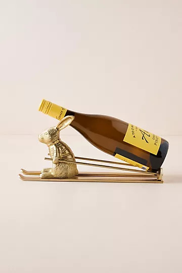 Skiing Hare Wine Bottle Holder | Anthropologie (US)
