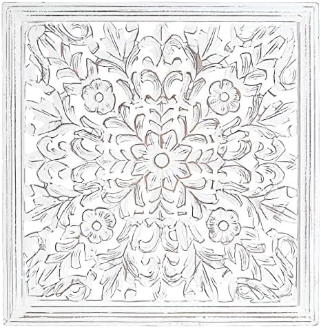 Wooden Designer Wall Hanging Plaques/Wall Plaque Wall Décor Plaques - 24x24 Inch - White Antique, El | Amazon (US)