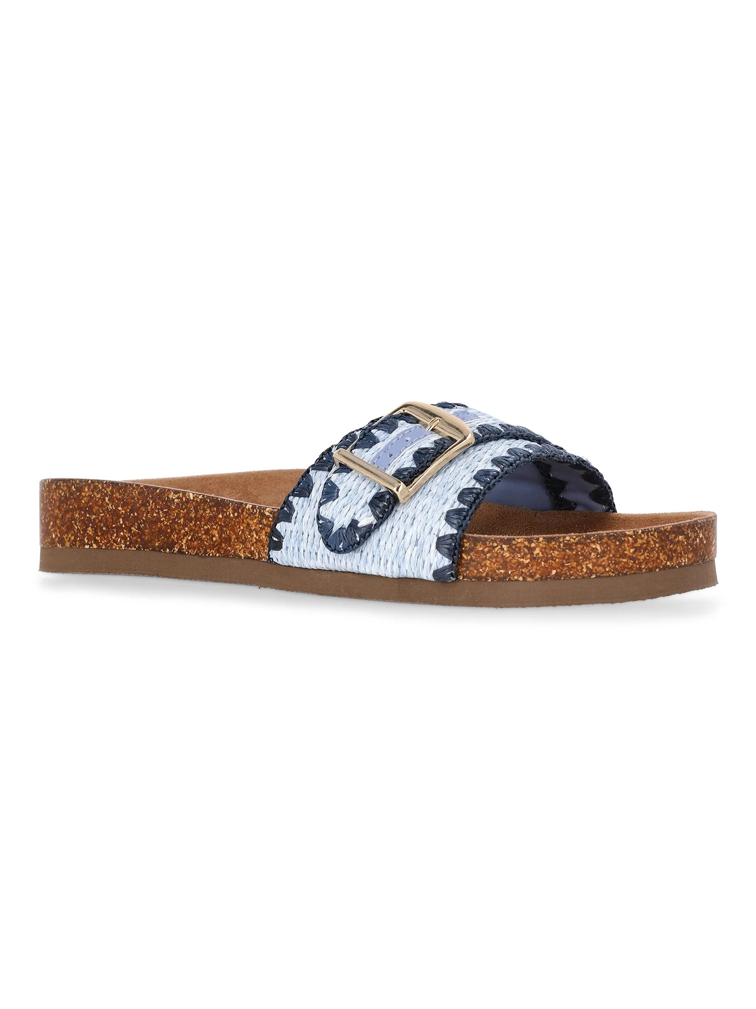 Time and Tru Women's One Buckle Footbed Slide Sandals | Walmart (US)