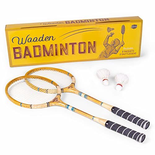 Vintage Wooden Badminton Set - Retro Wood Racquets and Badminton Birdies - Backyard Games for Fam... | Amazon (US)