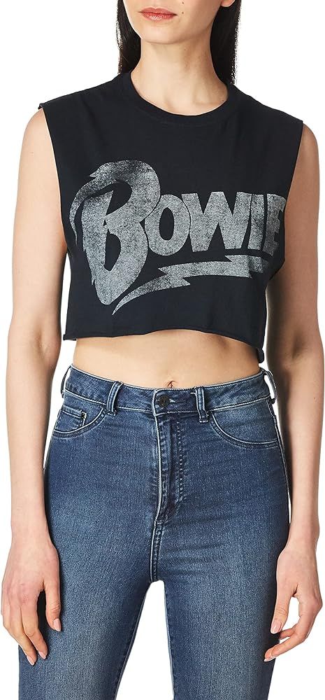 Goodie Two Sleeves David Bowie Distressed Logo Black Tank Shirt | Amazon (US)