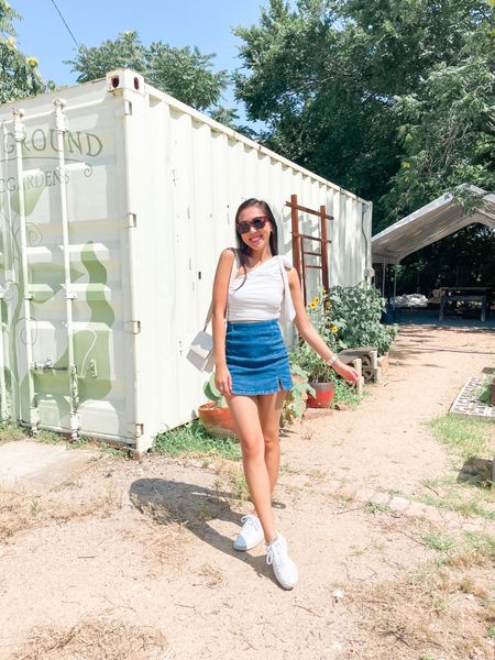 Top (XS), skirt (XS), amazon fashion, amazon outfit, amazon fashion, amazon style, denim skirt, summer fashion, summer outfit, white sneakers 

#LTKstyletip #LTKSeasonal #LTKunder50
