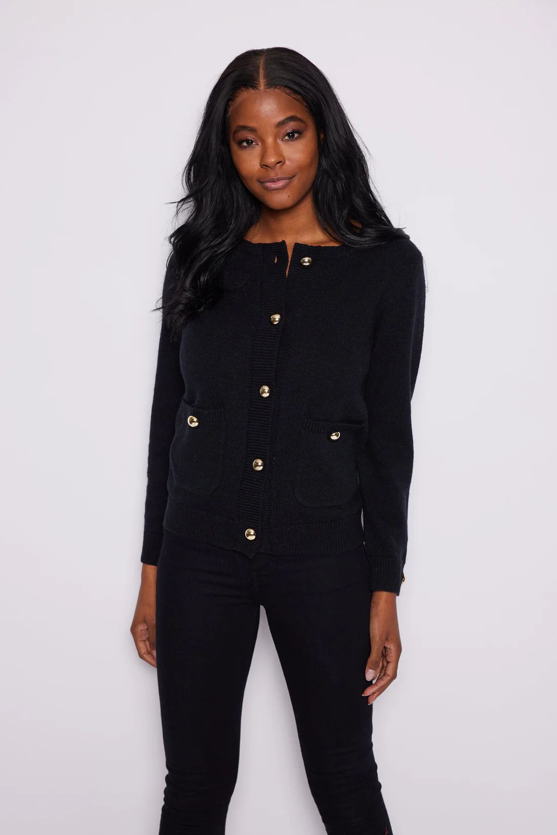 Black Button Front Pocket Cardigan | Sail to Sable