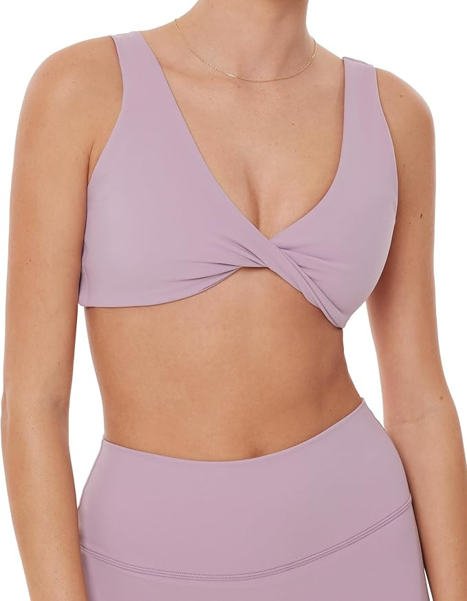 PAVOI ACTIVE Yoga Bra | Low Support Twist-Front Reversible Moisture-Wicking Removable Pads Women'... | Amazon (US)
