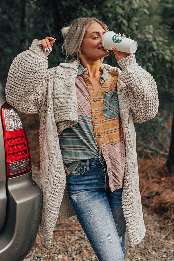 Mountain View Cable Knit Cardigan In Ivory | Impressions Online Boutique