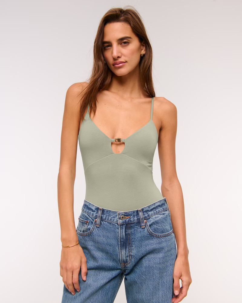 Women's Bra-Free Hardware Cutout Bodysuit | Women's New Arrivals | Abercrombie.com | Abercrombie & Fitch (US)