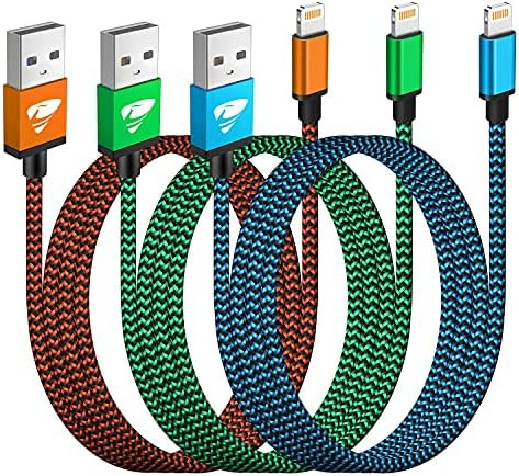 iPhone Charger Cord 3ft 3Pack MFi Certified Lightning Cable Fast Charging Nylon Braided Cell Phone C | Amazon (US)