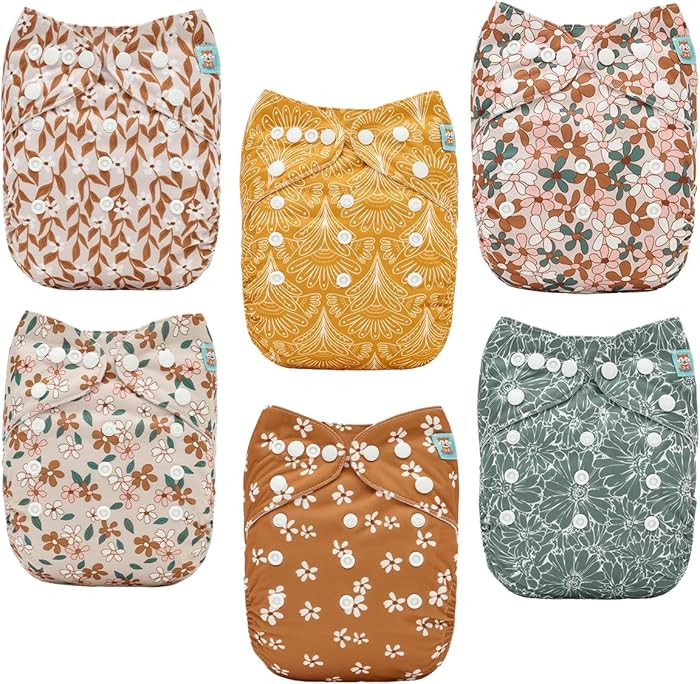 ALVABABY Baby Cloth Diapers 6 Pack with 12 Inserts Cloth Diaper Covers Adjustable Washable Reusab... | Amazon (US)