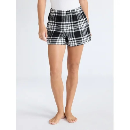 Joyspun Women s Flannel Pajama Boxer Shorts 3 Inseam Sizes XS-3X | Walmart (US)