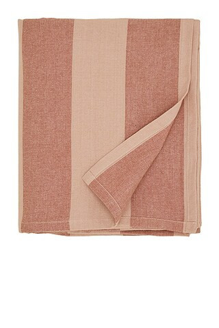 HAWKINS NEW YORK Essential Striped Tablecloth in Blush & Terracotta - Pink. Size all. | FWRD 
