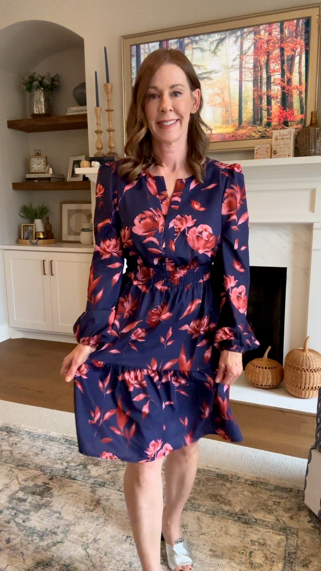 Fall vibes in a floral dress! How beautiful is this? Navy blue adorned with pink flowers! Pair this beauty with heels for a date night or low cut boots for family photos! 
It fits true to size! I’m in a small! 
#amazonfinds #amazonfashion #merokeety #familyphoto #datenight

#LTKFindsUnder50 #LTKSaleAlert #LTKStyleTip