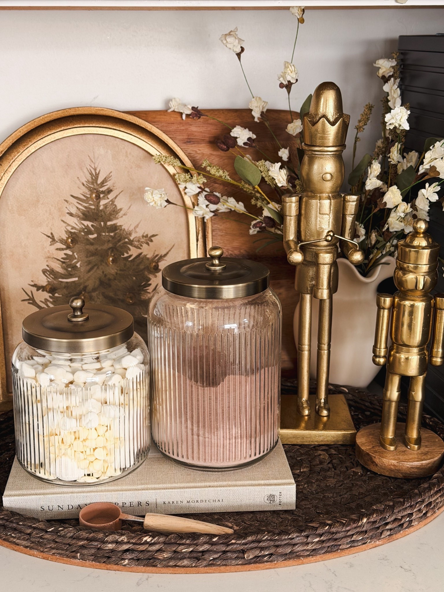 ✨ Cozy Hot Cocoa Bar Setup ✨
Bringing all the neutral Christmas vibes with this little hot chocolate corner 🤎☕️
I love mixing warm brass, glass textures, and vintage art for that elevated yet cozy holiday look.
Perfect for winter nights, family movie marathons, or Christmas mornings 🎄

Save this for your holiday kitchen inspo and shop all my cocoa bar favorites on my LTK 🤍

#NeutralChristmasDecor #HotCocoaBar #HotChocolateStation #CozyChristmas #WinterAesthetic #HolidayKitchenDecor #ChristmasHomeDecor #WarmNeutralHome #ModernChristmas Home #LTKSeasonalDecor #LTKHoliday

#LTKHome #LTKHome #LTKSaleAlert #LTKHoliday