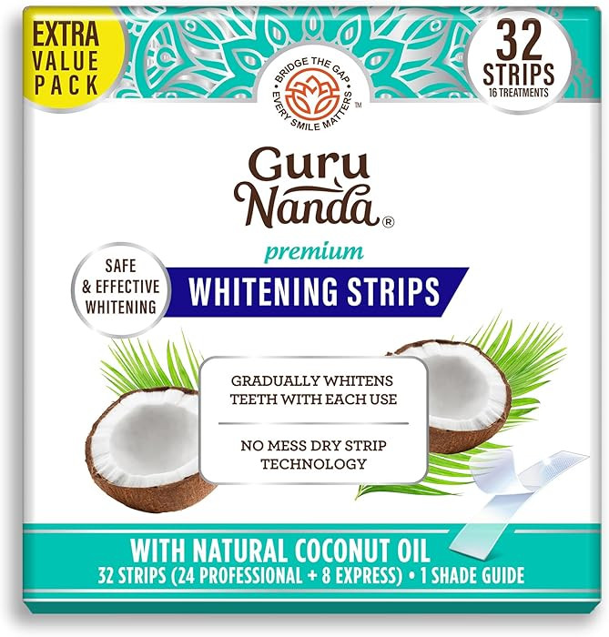 GuruNanda Teeth Whitening Strips - 16-Day Treatment with Non-Slip, Dry Strip Technology - Whiteni... | Amazon (US)