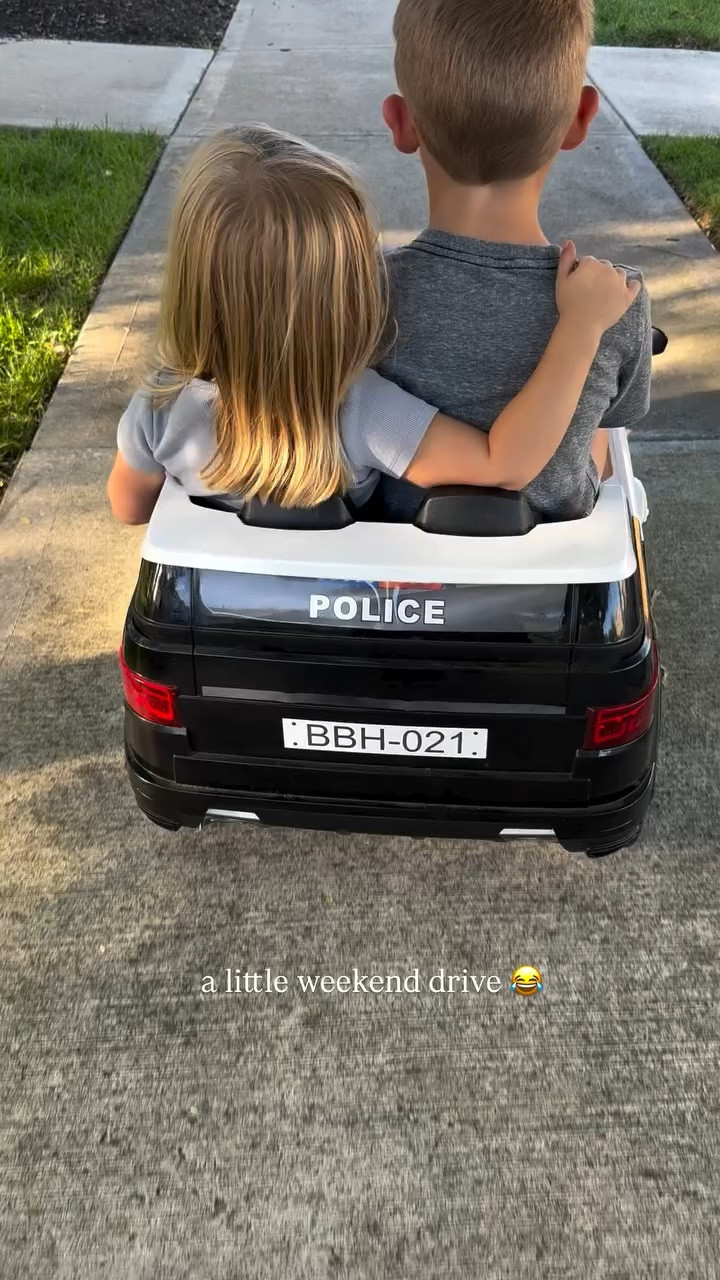 a little weekend drive  in the toy police car😂

#LTKmomlife #LTKKids