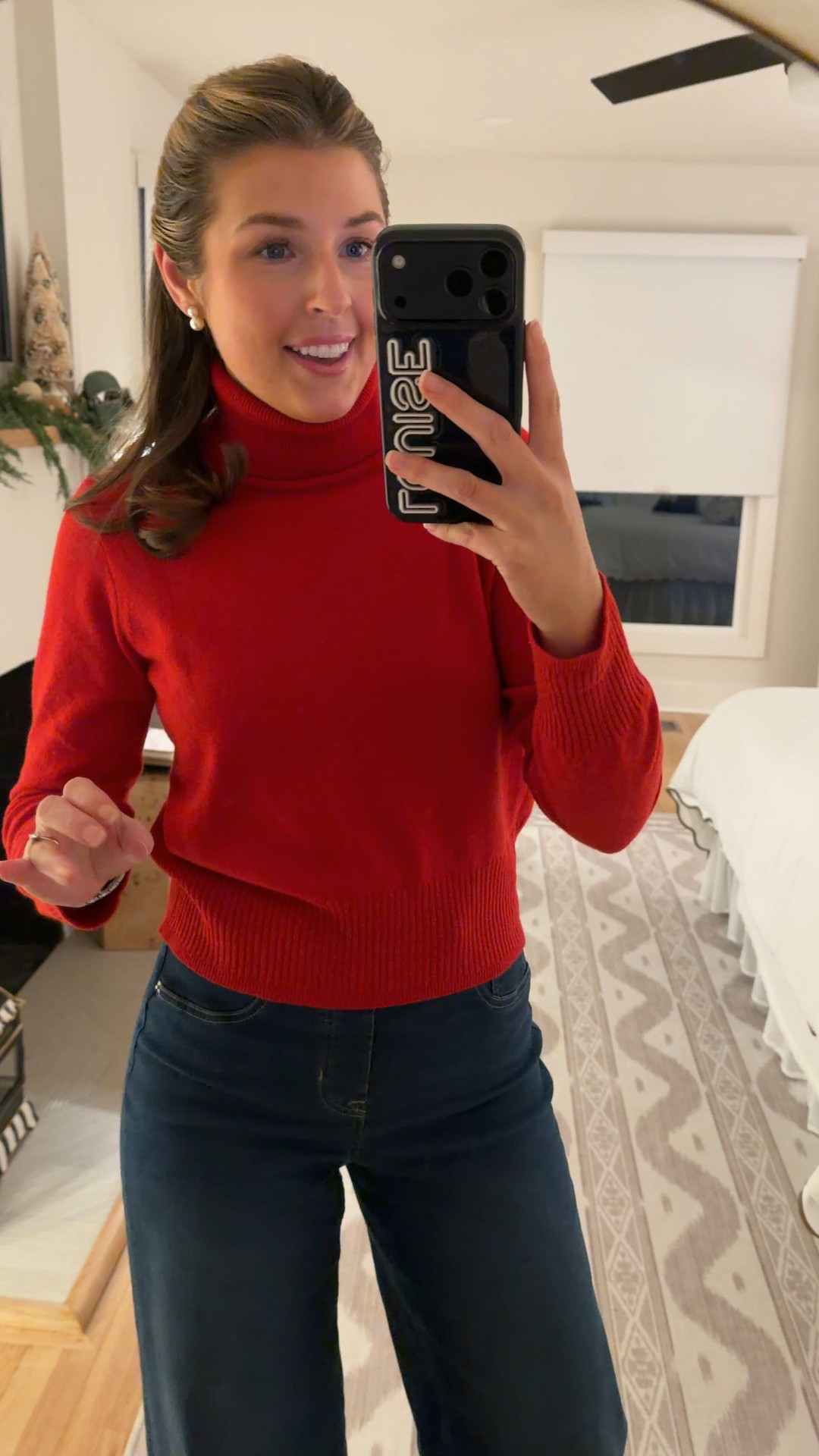 OOTN for a casual Christmas party! Exact turtleneck is old, linked similar! Wearing a S in jeans!