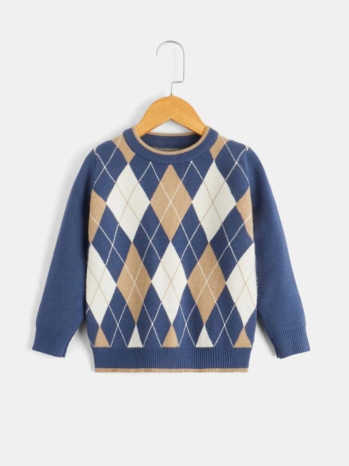 Toddler Boys Argyle Pattern Sweater | SHEIN