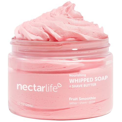 Nectar Life Whipped Soap and Shave Butter, Clean Bath Soap Non Toxic, Vegan (10 Ounce, Fruit Smoothie) | Amazon (US)