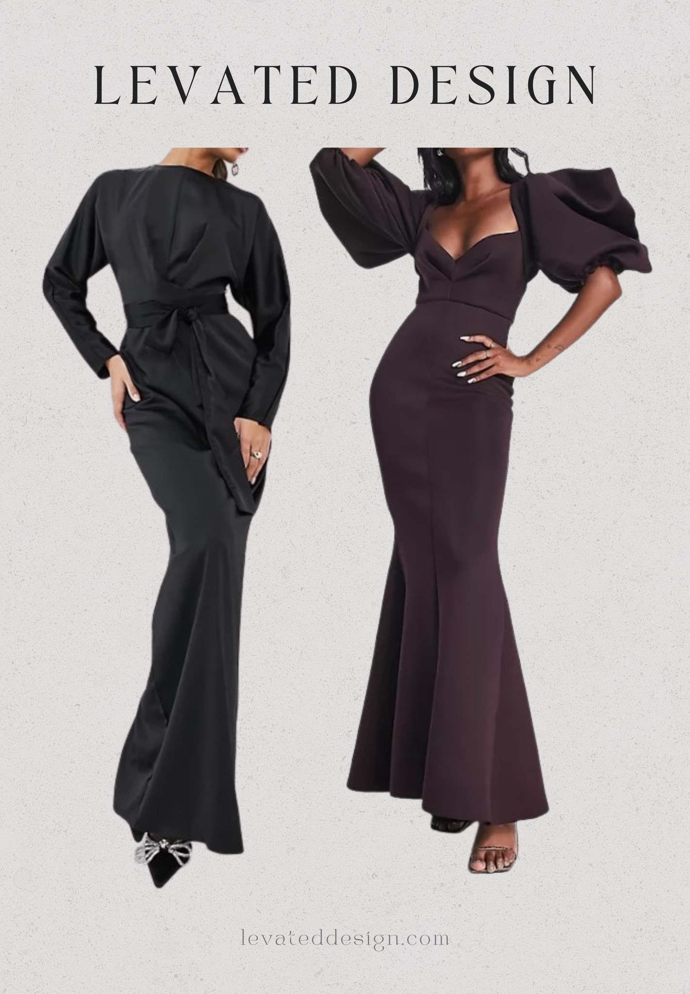 Perfect dresses for spatial occasions. Satin maxi dress with batwing sleeve and wrap waist in black and exaggerated sleeve open back maxi dress #maxidress 

#LTKSeasonal #LTKstyletip #LTKfit